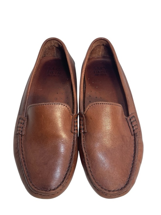 Saks Fifth Avenue Shoes - Saks Fifth Avenue Cognac Brown Leather Loafers Womens Size 8B VGUC